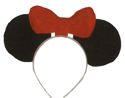 Miss Mouse Ears With Red Bow Tie On Headband Costume Accessory