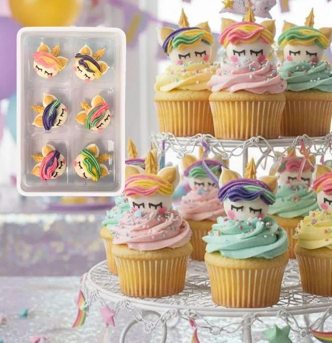 Edible Icing Decorations Unicorn Face Pk/6