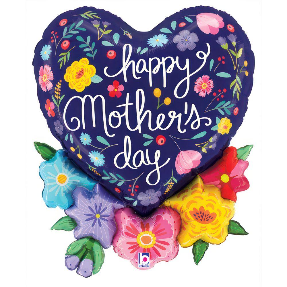 Balloon Foil Shape Happy Mothers Day Flowers 71cm