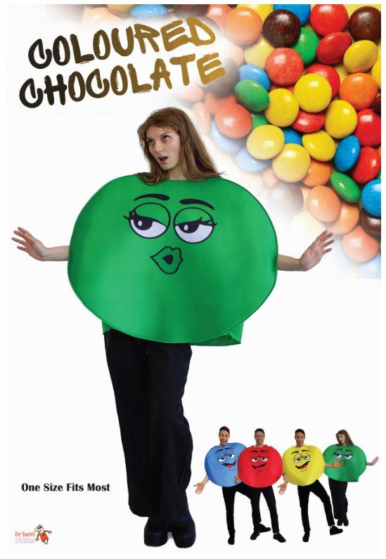 Costume Adult Coloured Chocolate Green Comical/Funny One Size