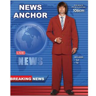 Costume Adult Anchor News Suit Burgundy 1970s Medium