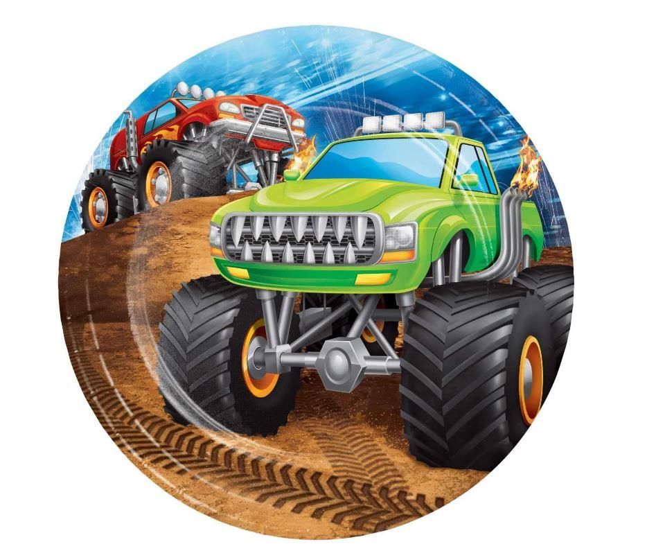 Monster Trucks Luncheon Plates Paper 17.4cm Pk/8