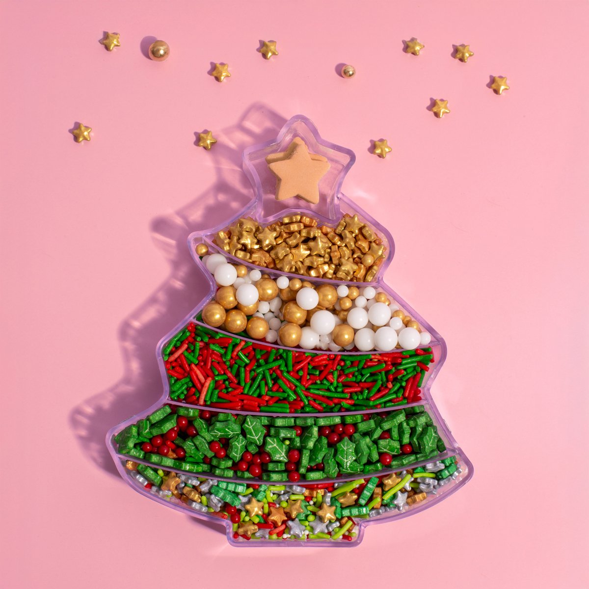 Christmas/Xmas Tree Edible Cake/Cupcake Sugar Sprinkles Mixed 120g
