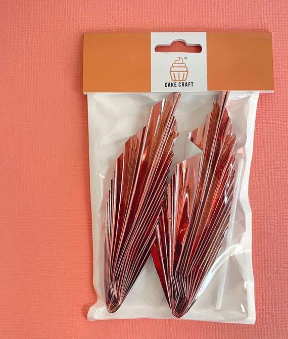 Cake Toppers Deco Fan Metallic Rose Gold Pk/2