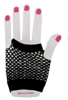 Gloves Fishnet Fingerless Black Punk/1980s