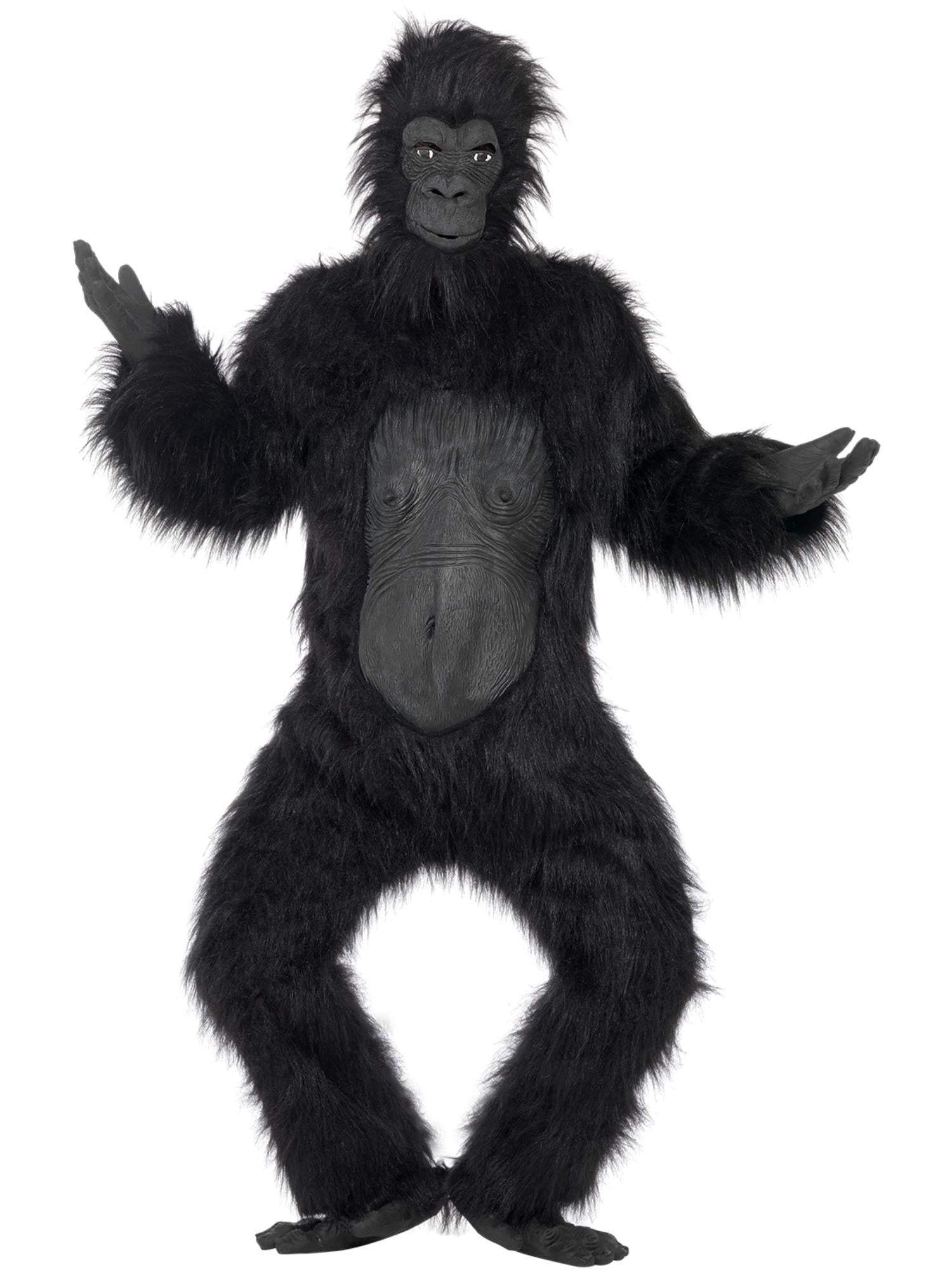 Costume Gorilla Black One Size W/ Mask, Hands And Feet Deluxe