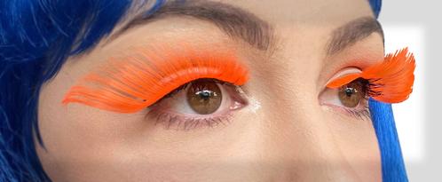 Costume False Eyelashes Neon Orange Long Tapered Deluxe