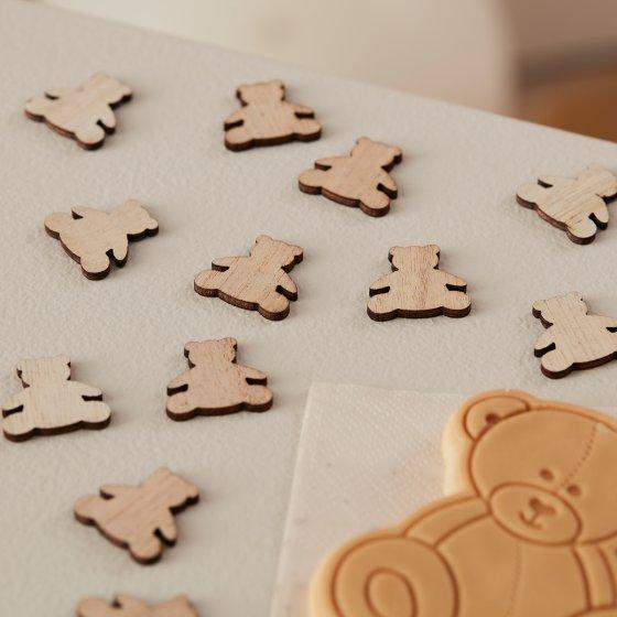 Teddy Bear Shaped Wooden Table Confetti 13g Baby Shower