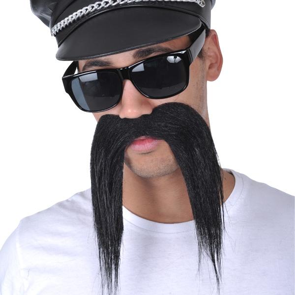 Costume Accessory Moustache Long Black/Bikkie Budget