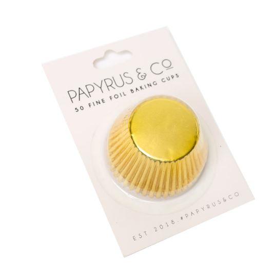 Cupcake Baking Cups Gold Foil Pk 50- 3 Sizes