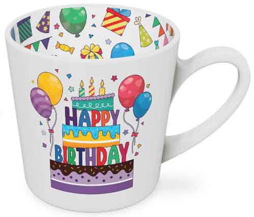 Gift Mug Happy Birthday Beautiful on Inside 420ml Colourful Bright