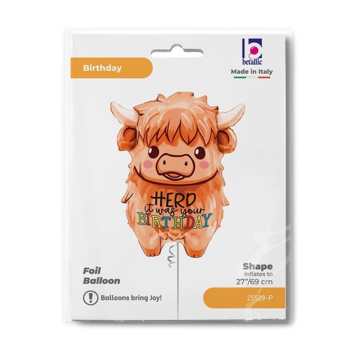 Balloon Foil Shape Highland Cow 69cm