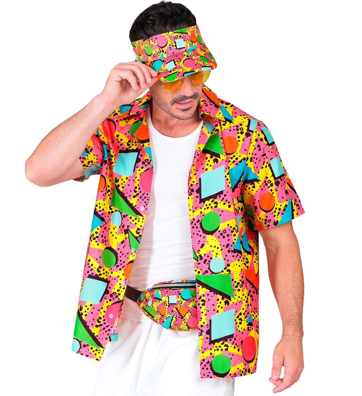 Costume Adult Funky Shirt Geometric Pink 1980s