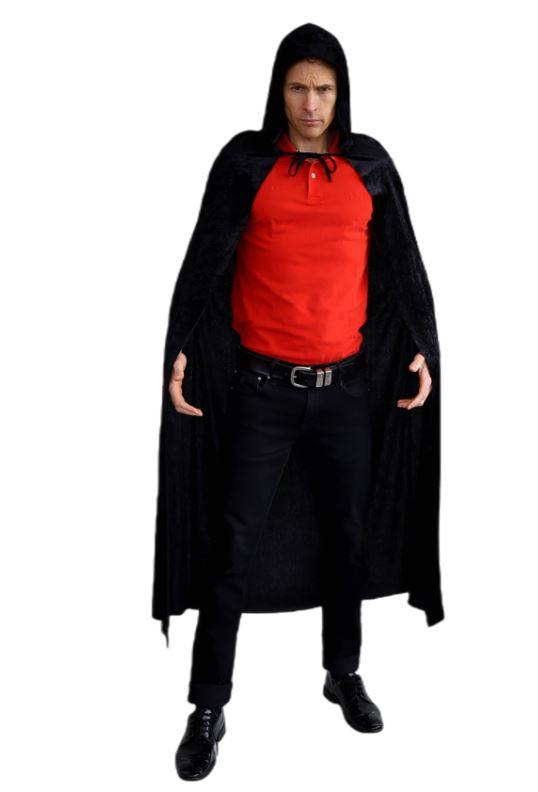 Cape With Hood Velvet Black Long Halloween Style