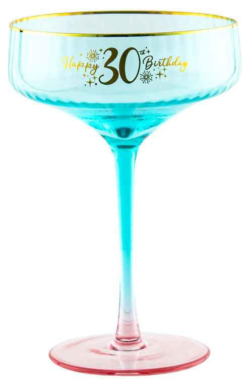 Glass Fluted Coupe Champagne/Cocktail Happy 30th Thirty Birthday