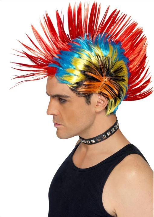 Wig Street Punk Mohawk Multi Rainbow Coloured 1980s