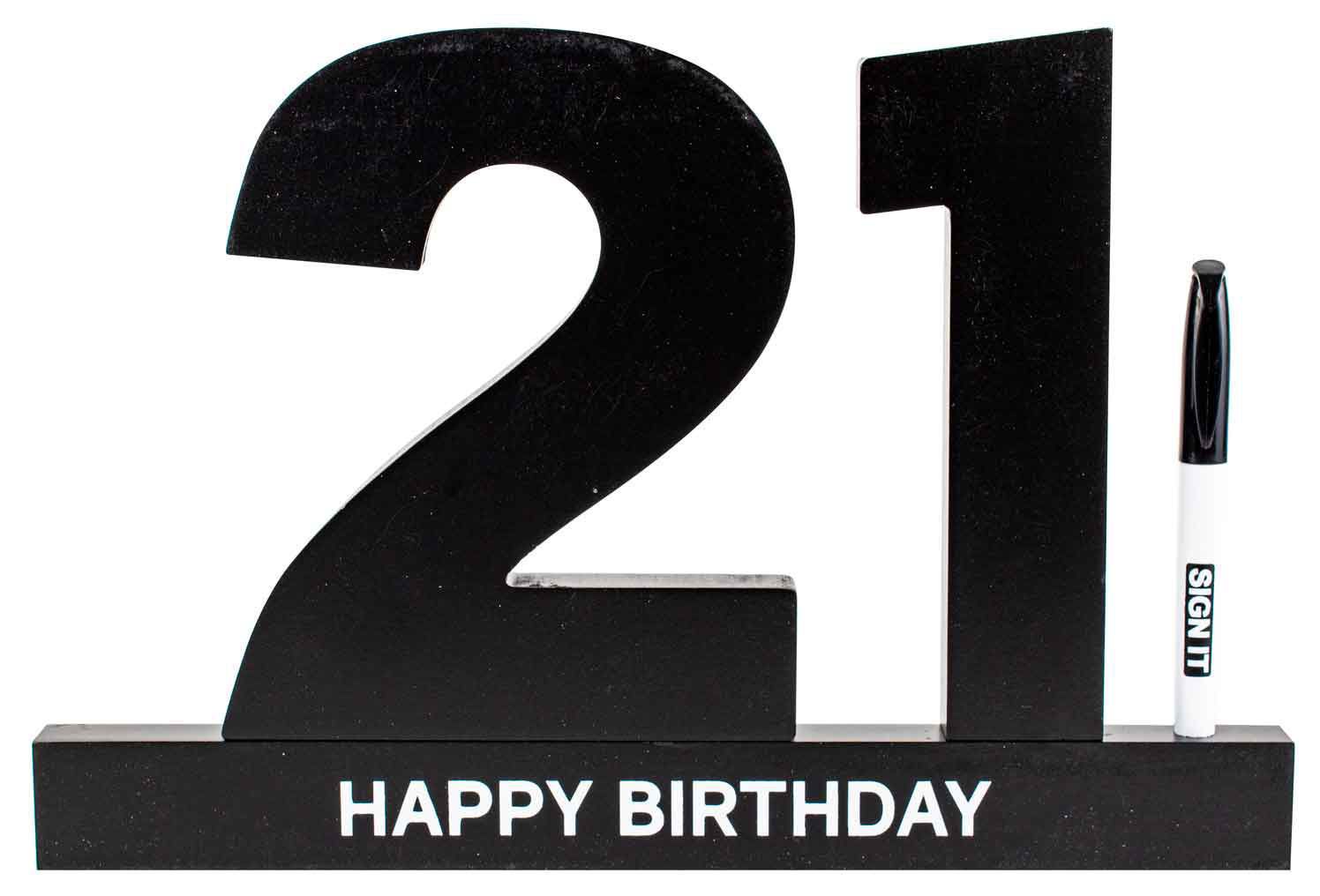 Guest Signature Block 21st Birthday Black With Silver Pen