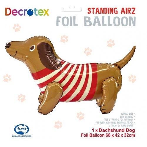 Balloon Foil Standing Airz Dachshund Dog 68cm x 42cm x 32cm Air Fill Only