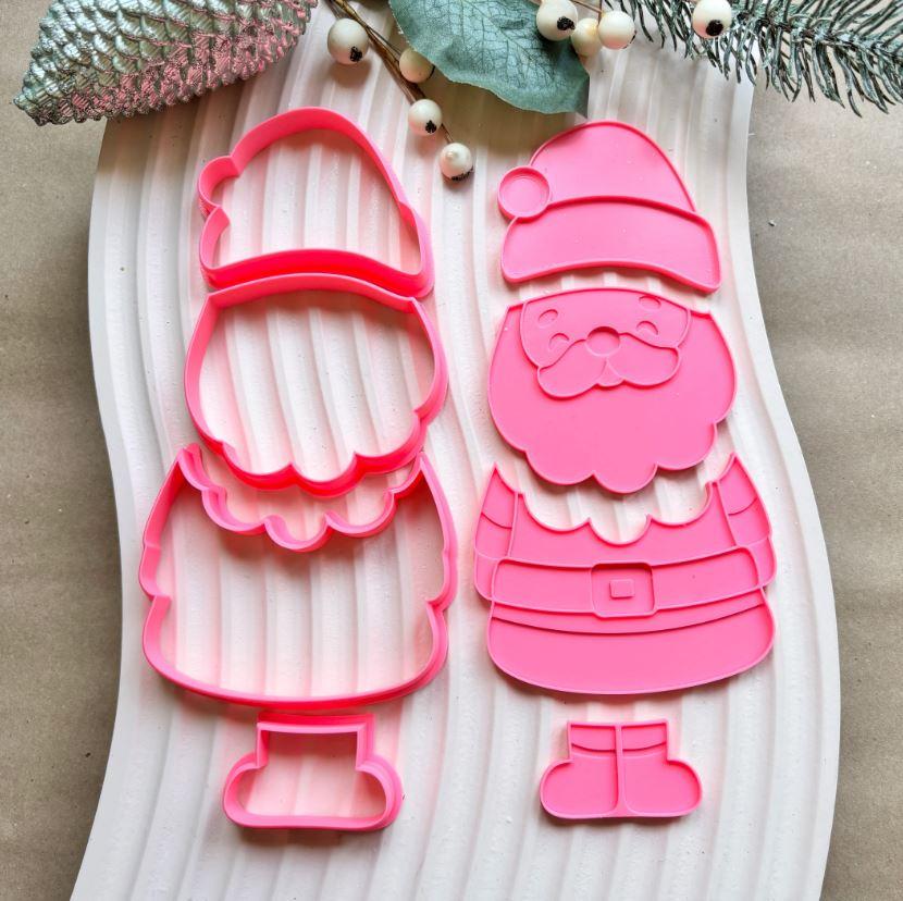 Christmas Santa Cookie/Biscuit Debosser & Cutter Stack Set of 4 Pieces