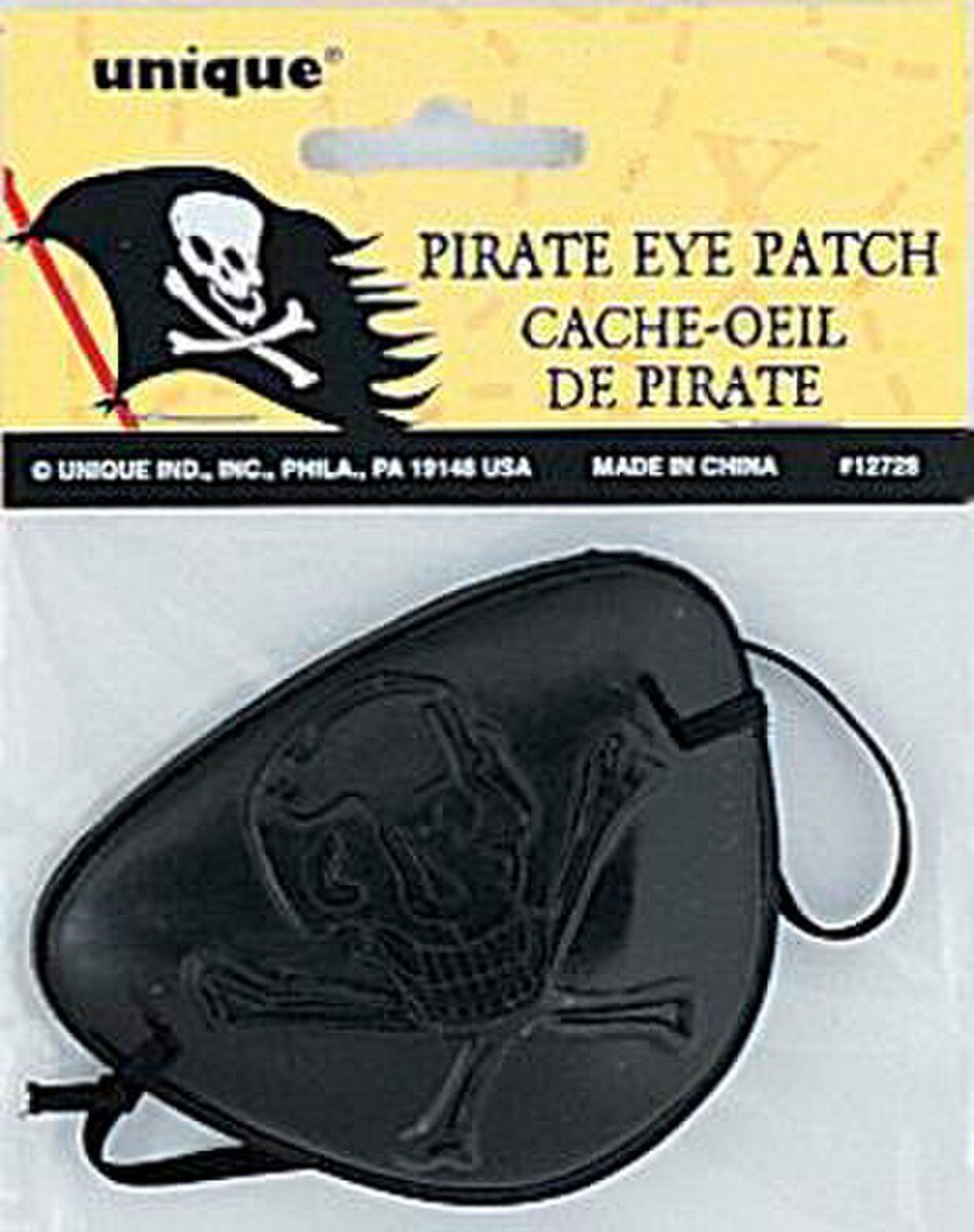 Pirate Eye Patch Black Plastic Costume Accessory