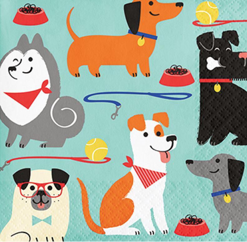 Dog Party Beverage Napkins Pk/16