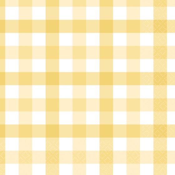 Napkins Lunch Gingham Check Pastel Yellow Pk 16