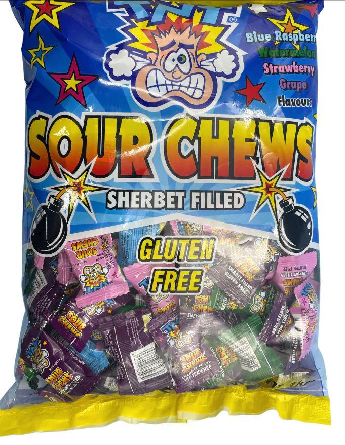 Confectionary Lollies TNT Sour Chews Liquid Filled Wrapped 1kg Pk/200