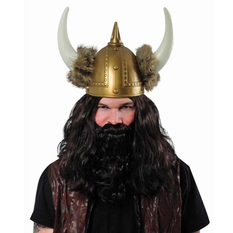 Viking Helmet/Hat Large With Horns & Fur Trim Deluxe Costume Accessory