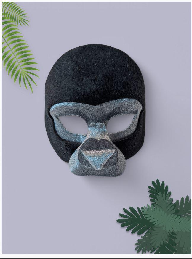 Animal Costume Set Mask Gorilla/Ape Black & Silver Safari