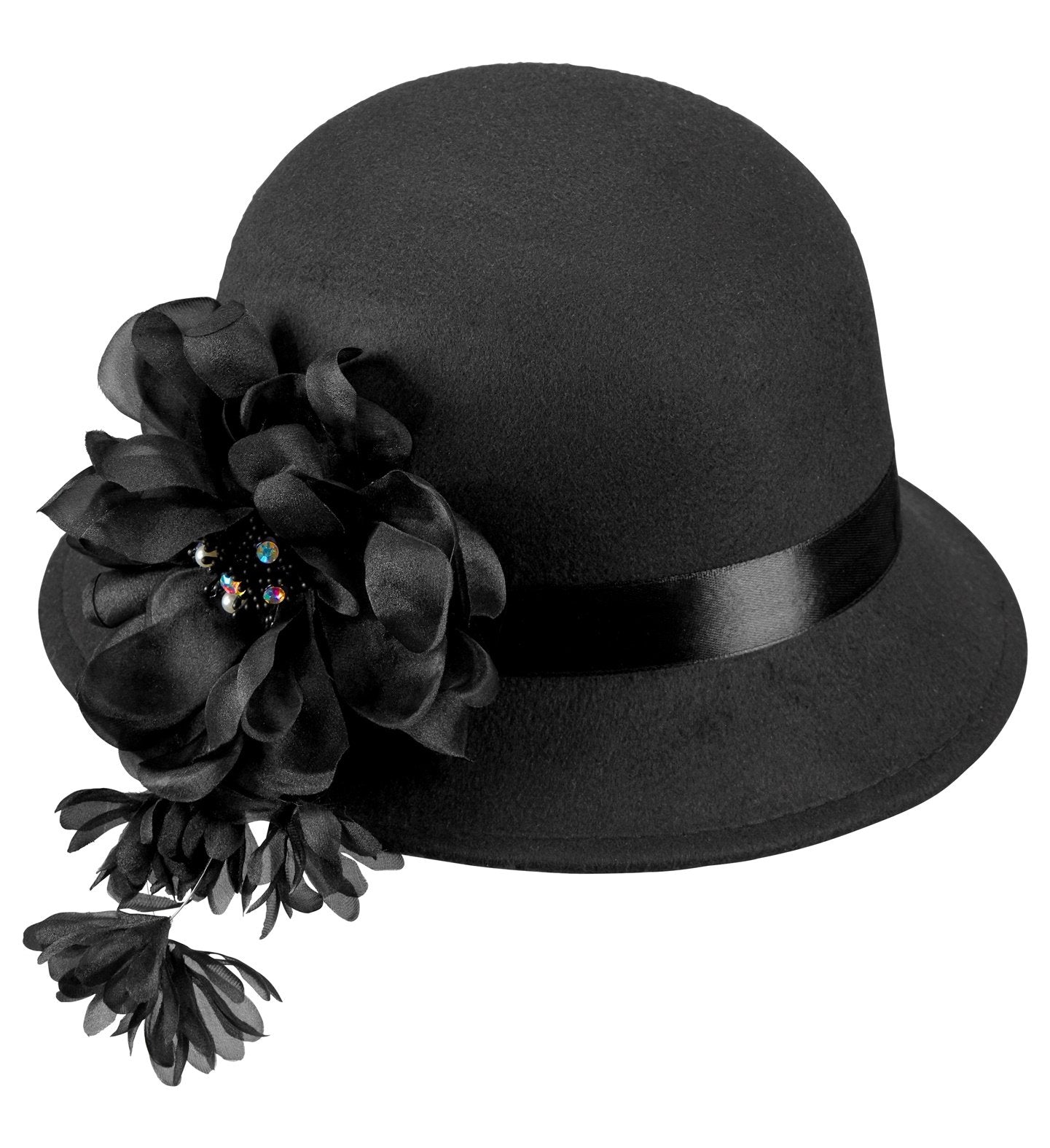 Costume Accessory Roaring 1920s Hat Black Wool Look