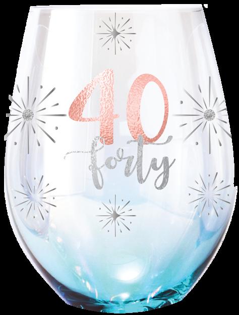 Glass Stemless 40th Birthday Holographic 560ml