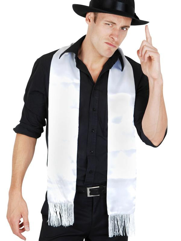 Scarf Gangster White With Fringe 1920s Costume Accessory