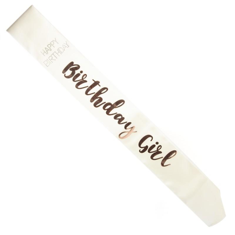 Sash Birthday Girl Rose Gold/White