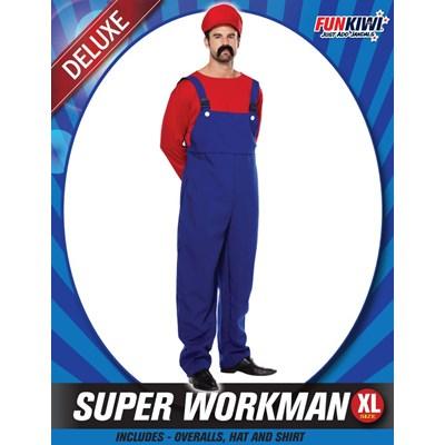 Costume Adult Plumber Super Workman Red and Blue