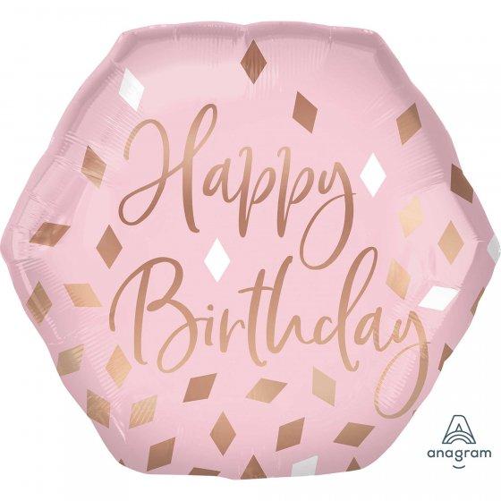 Balloon Foil Happy Birthday Blush Rose 45cm
