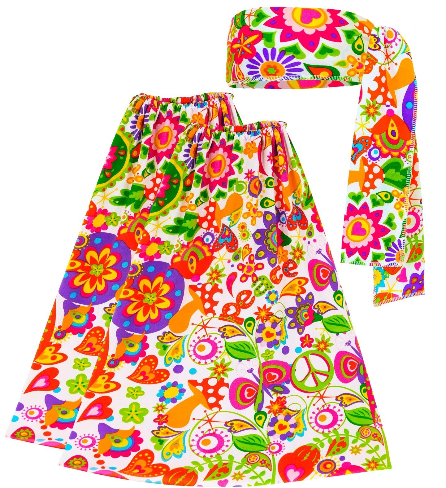 Costume Adult 1960s Hippie Kit Peace & Paisley Headband and Leg Warmers