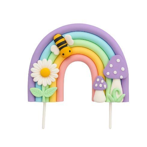 Cake Topper Decorating Pastel Rainbow Bee/Garden Set
