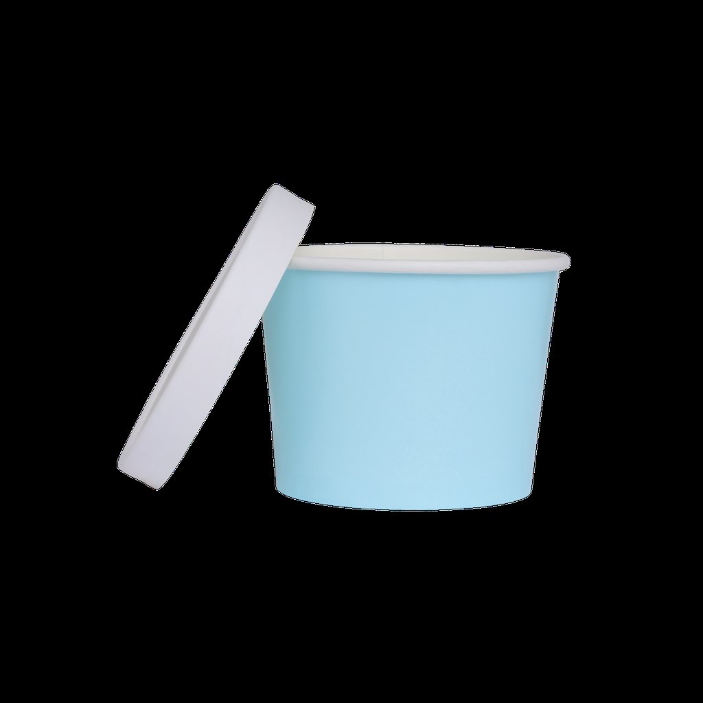 Paper Luxe Round Party Favour Loot Container Tub & Lid Pastel Blue Pk 5