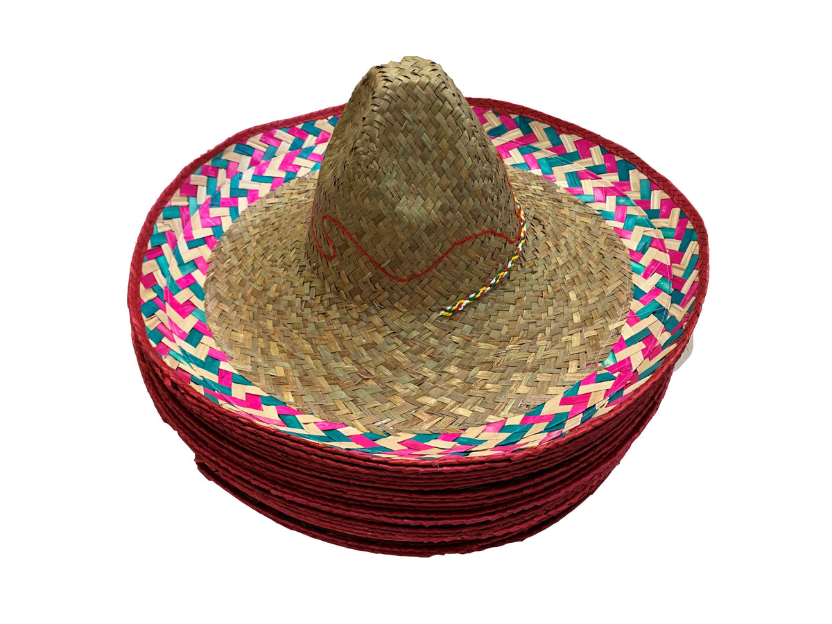 Hat Mexican Sombrero With Check Trim Adult