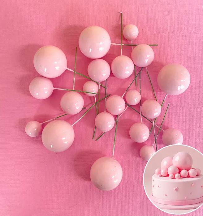 Cake Toppers Deco Foam Balls Baby Light Pastel Pink Pk/20