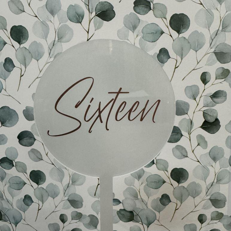 Topper Round Sixteen Frosted - Script Rose Gold