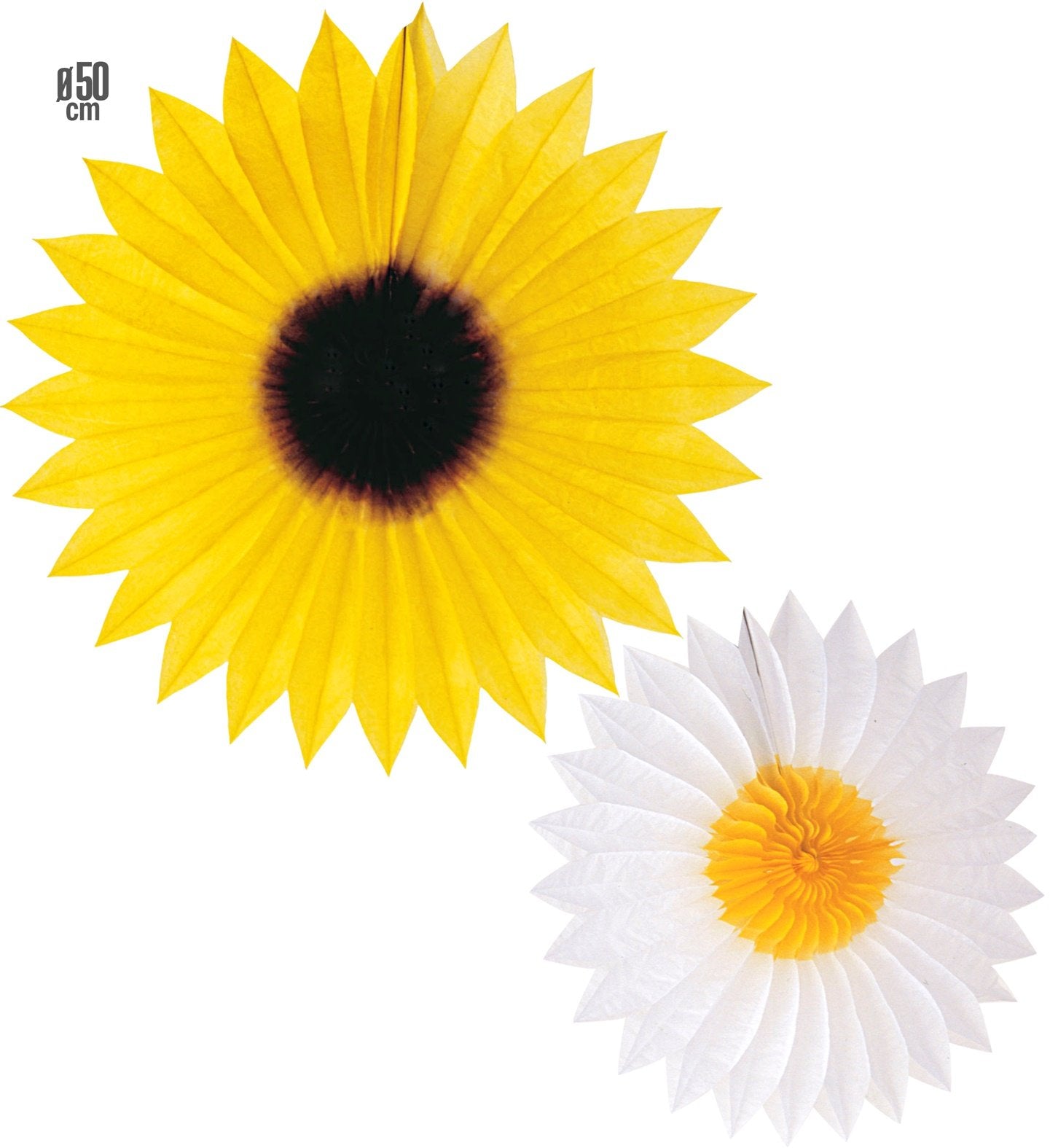 Paper Fan Flower Daisy/Sunflower 50cm Each (Assorted Styles Sent)
