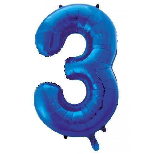 Balloon Foil Megaloon Number 3 Blue 86cm