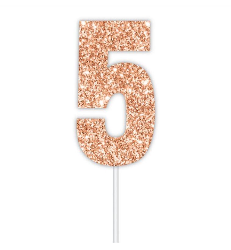 Cake Topper Budget Number 5 Rose Gold