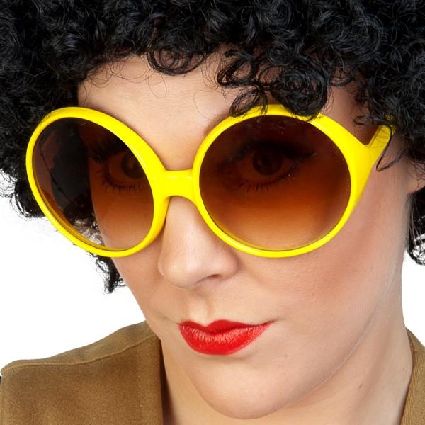 Glasses Hippy Yellow Frame With Brown Lenses 1960s/1970s