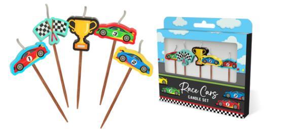Candle Novelty Race Car Checkered Flag Pick Pk/5