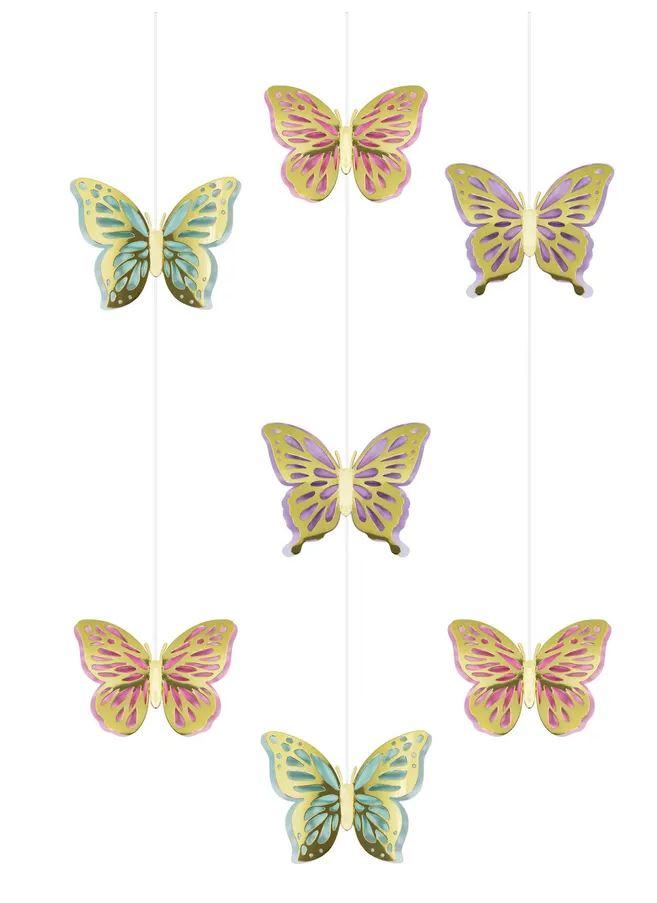 Butterfly Shimmer Hanging Cutouts with Honeycomb Pk/3