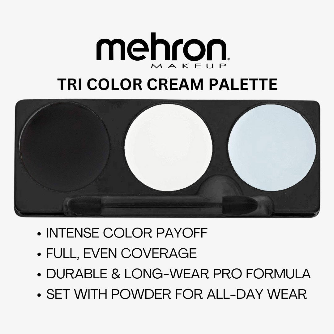 Make Up Palette Tri-Colour Face/Body Paint Skeleton Kit Professional Mehron