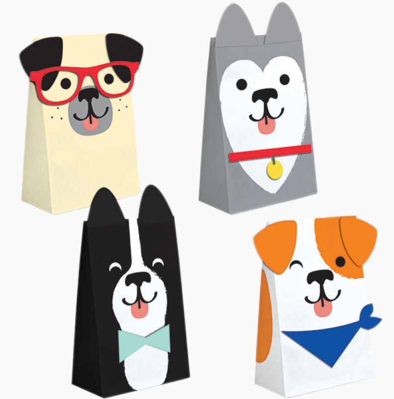 Dog Party Loot/Favour Paper Treat Bags Pk/8
