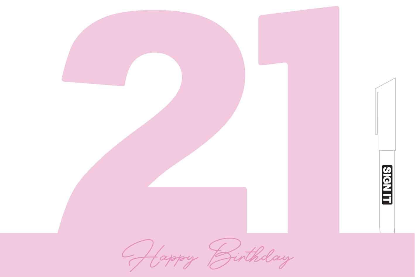 Guest Signature Block 21st Birthday Pink With White Pen